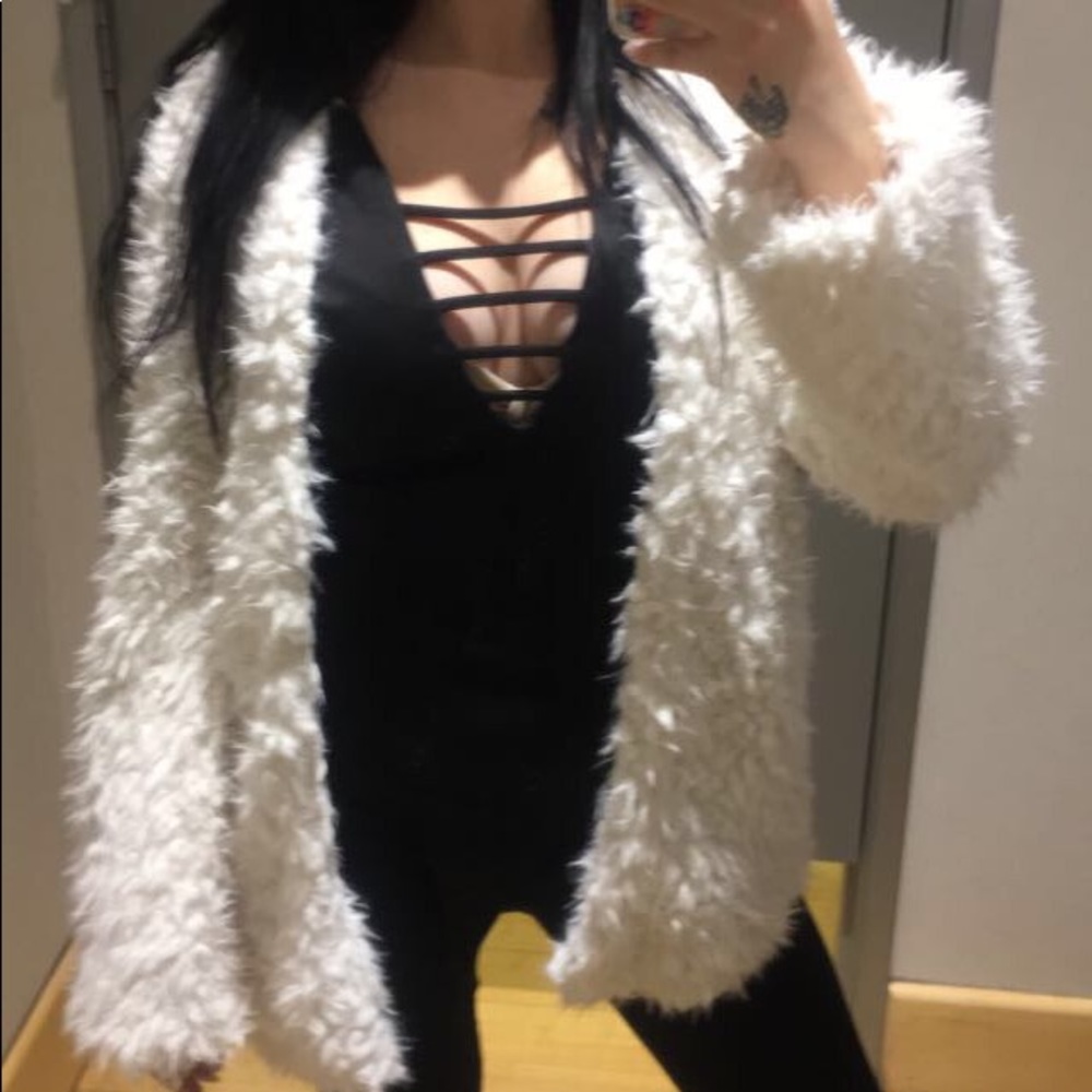 Fuzzy White Coat from Charlotte Russe